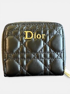 Black Quilted Leather Zip Wallet